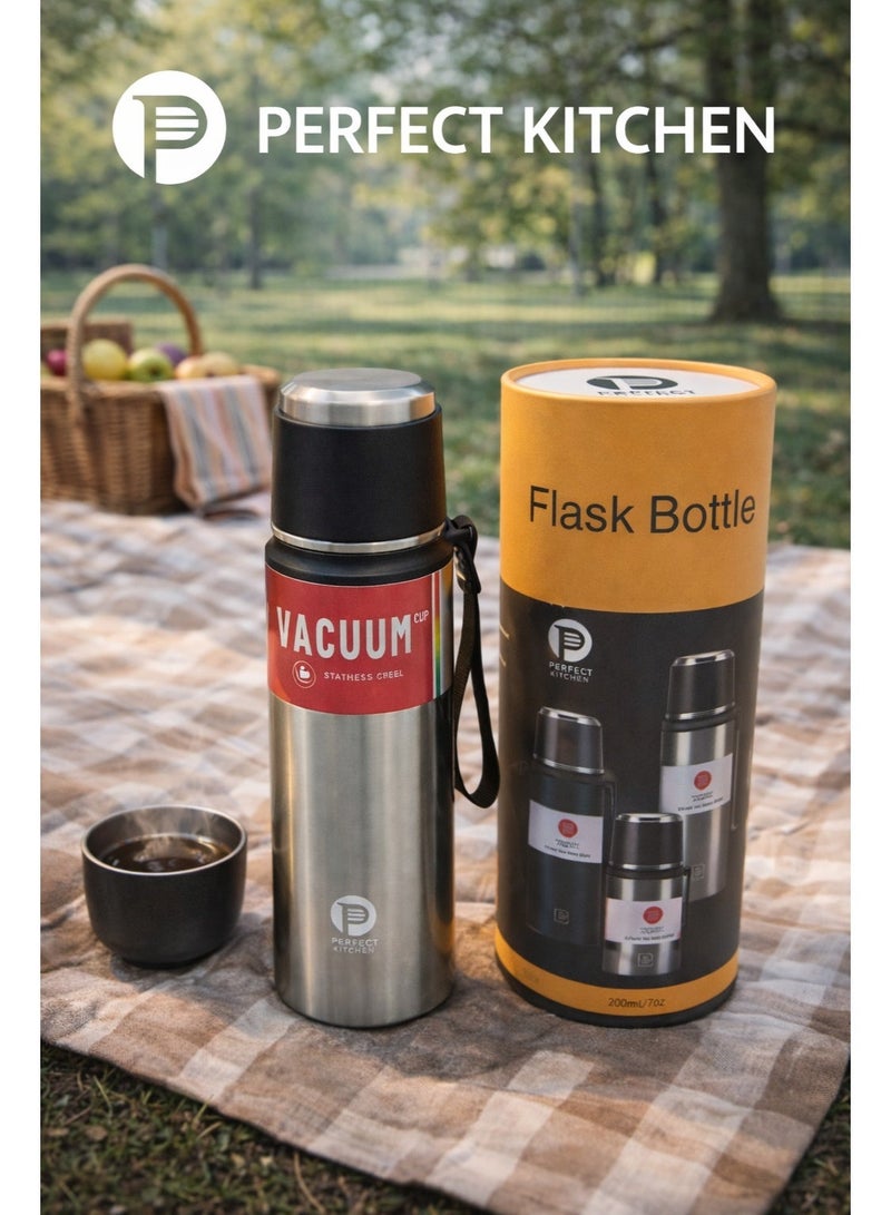 PERFECT KITCHEN Vacuum Stainless Steel Flask Bottle 820ML SILVER Saves heat up to 12 hours - Image 2